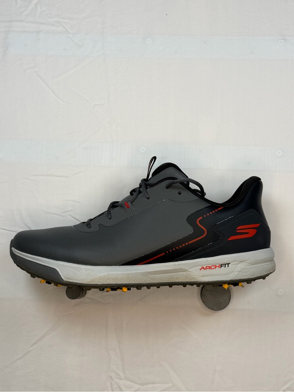 Skechers Men’s Gray and Black Athletic Golf Shoe with Red Accents